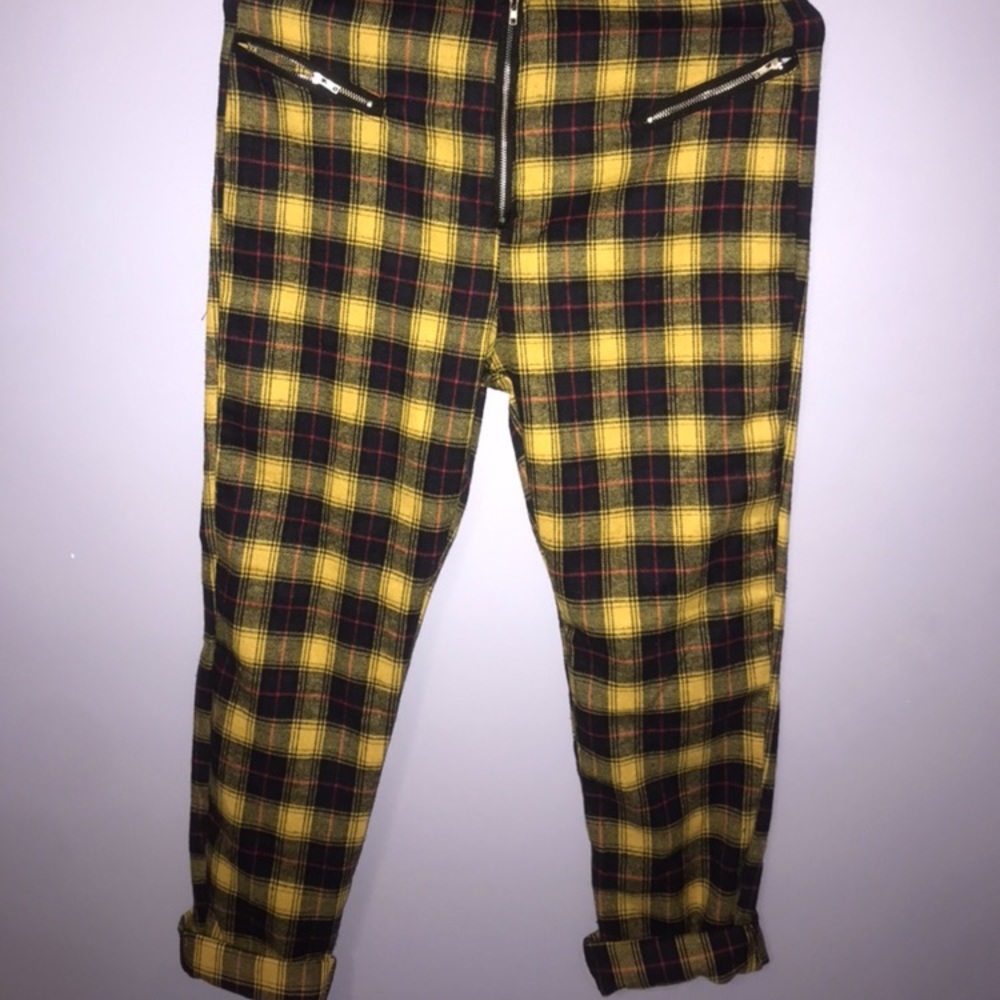 yellow plaid pants
